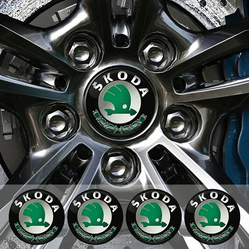 4pcs 56mm Car Wheel Center Hub Cap Badge Emblem Decal Wheel Sticker For Skoda Octavia KAMIQ KODIAQ SUPERB RAPIDFABIA YETI view 4