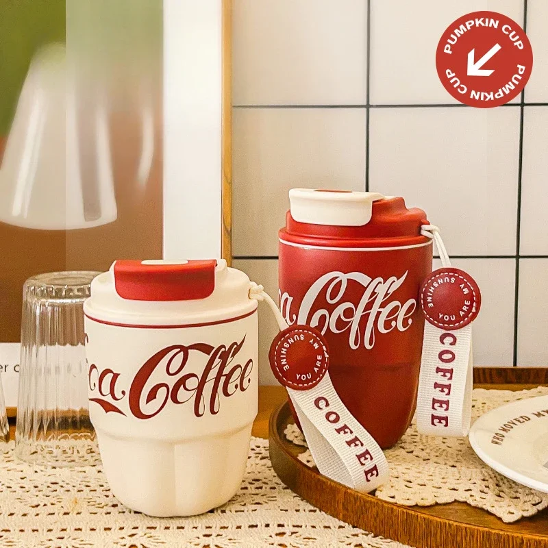 Coffee Mug New Couple Water Cup Coca Cola Same High Beauty Portable Dual Drink Cup Office Cup Car Christmas Gifts Water Bottle