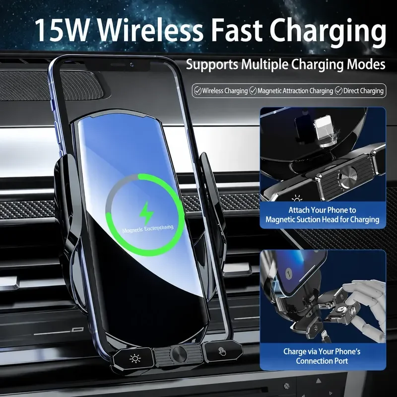 for Huawei Apple Xiaomi Wireless Charging Car Phone Holder Mount Charger Navigation Bracket