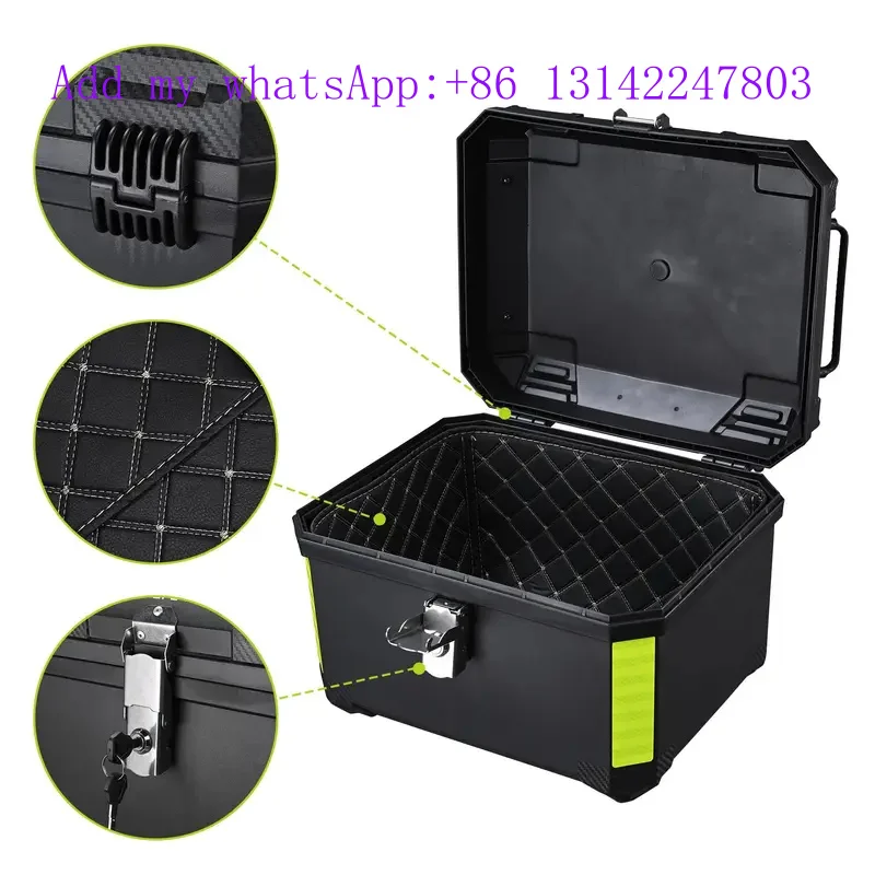 45L57L Motorcycle Trunk Helmet Box Universal Motorbike Top Case ABS Tail Box Rear Lage Case Waterproof Toolbox With Safe Lock