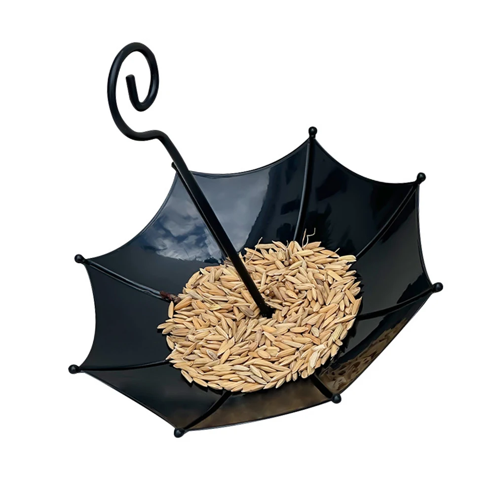 Outdoor Feeding Station Umbrella Bird Feeder For Attracting Wild Birds Robust Hanging Hook Organic Resin Construction