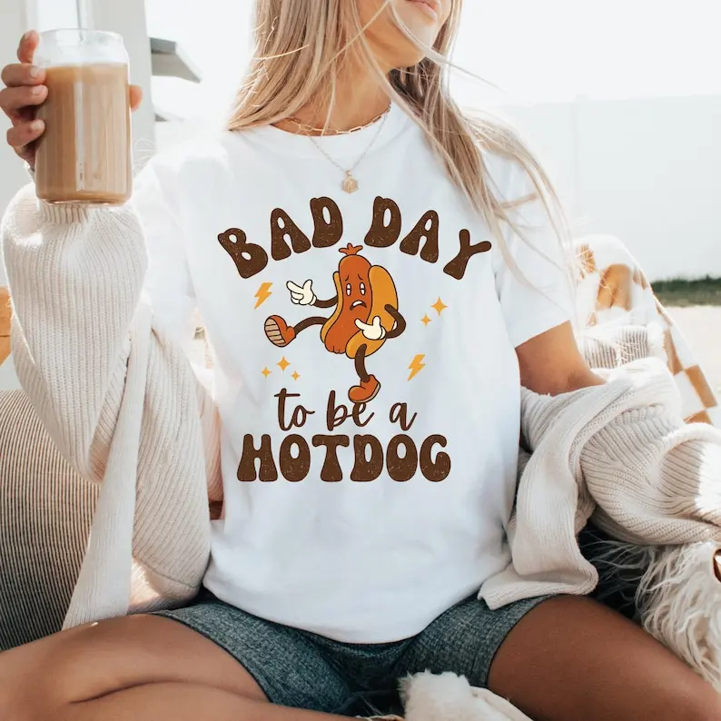 Hot Dog Shirt , Bad Day To Be A Hotdog, Funny Retro Hotdog, Women's 4th of July T-Shirt, Memorial Day Tee Shirt
