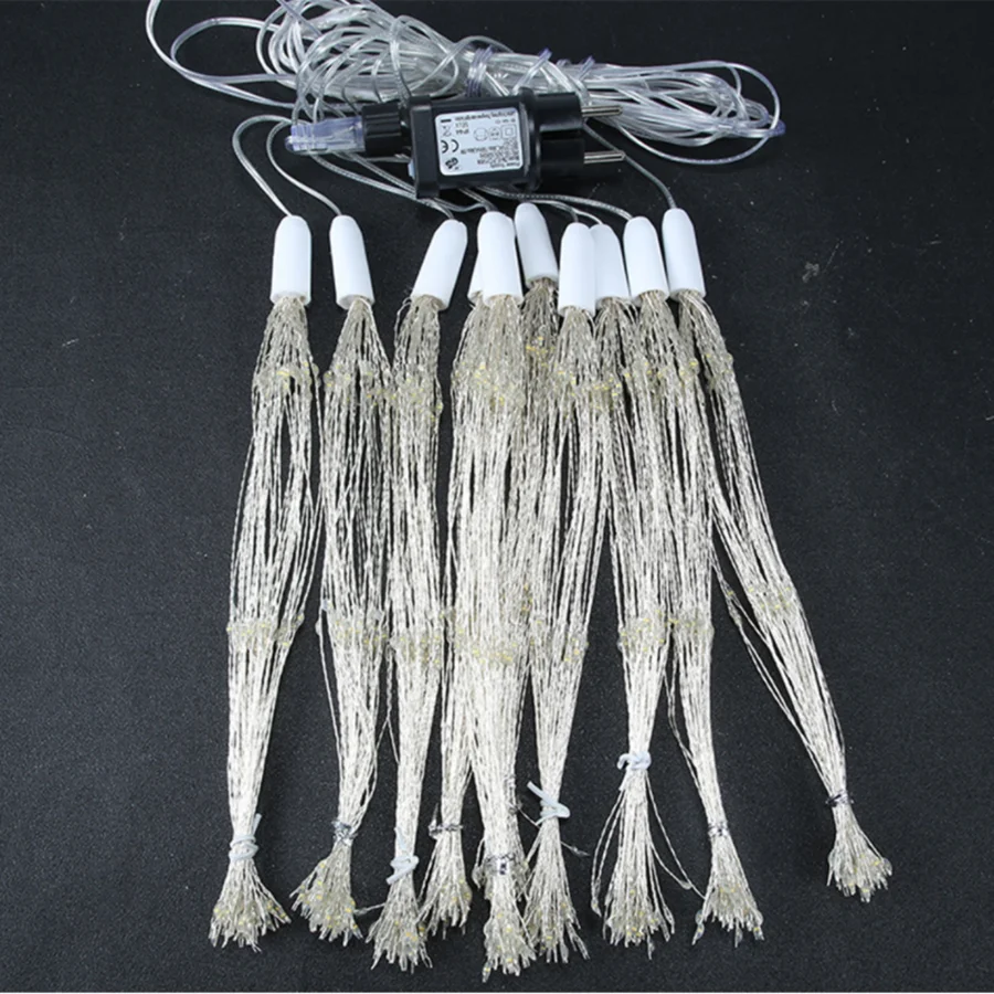 Imagem -06 - Fireworks Fairy String Lights eu Plug Christmas Hanging Starburst Garland Lights para Garden Party Wedding Holiday Decor Pcs 10 Pcs