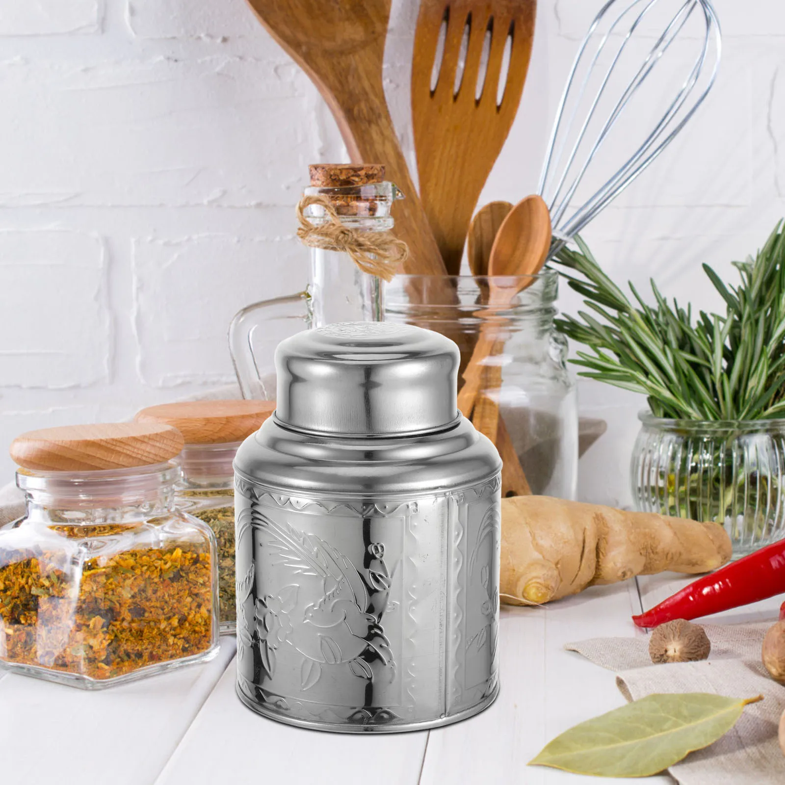 

Stainless Steel Tea Canister Airtight Portable Storage Jar for Loose Leaf Tea Coffee Beans Coins Soy Beeswax Home Kitchen