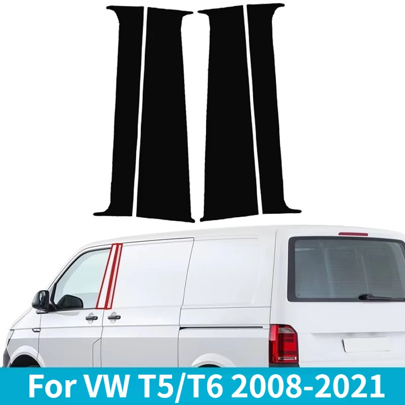 

4 шт., оконная дверная колонна BC, накладка на стойку, глянцевая черная наклейка, аксессуары для VW T5/T6 2008-2021, автостайлинг, детали