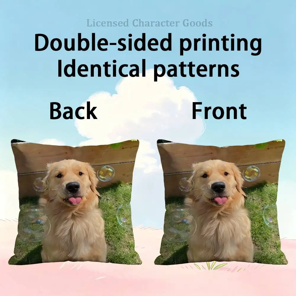 Golden Retriever Square Cushion Cover Weird Aesthetic Library Book Page Print Pillow Cover