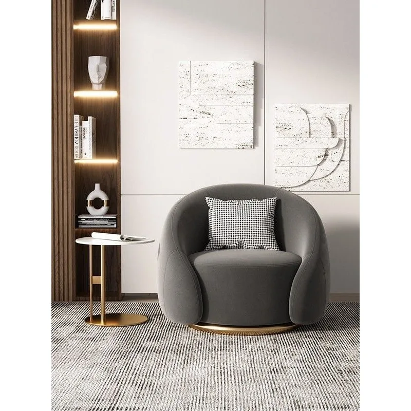 

Scandinavian-Inspired Light Luxury Minimalist Fabric Swivel Lounge Chair: Rotating Comfy Armchair for Living Room Muebles