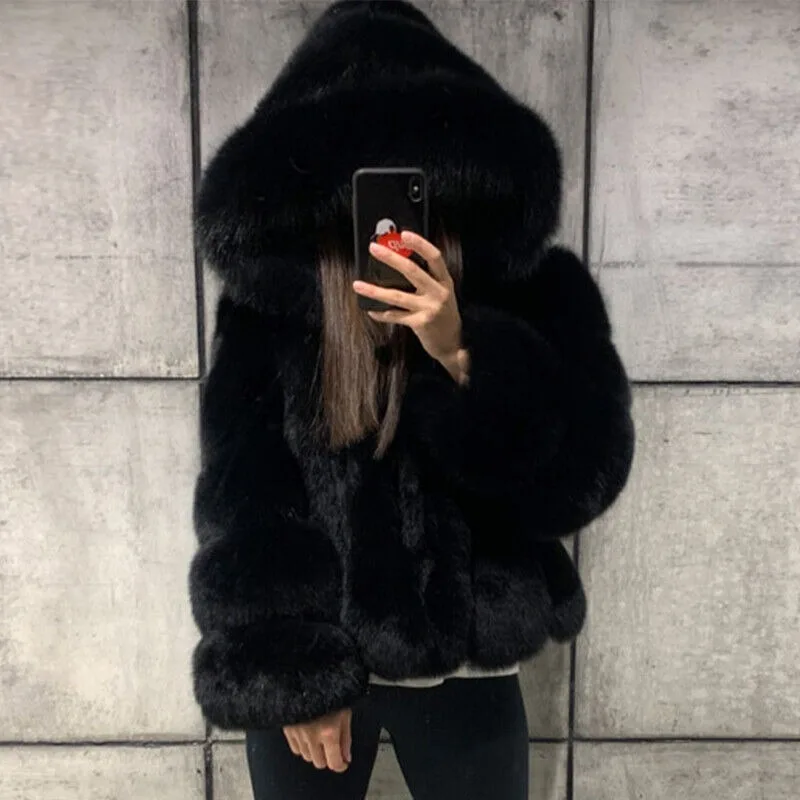 Women Full Pelt Genuine Hooded Jacket Thick Overcoat Outwear Real Fox Fur Coat Winter Thick Soft Warm Fluffy Jackets 2024 NEW