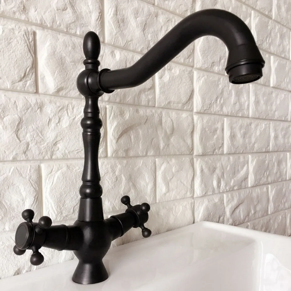 

Basin Faucets Oil Rubbed Bronze Bathroom Sink Faucet 360 Degree Swivel Spout Double Cross Handle Bath Mixer Taps Nnf380