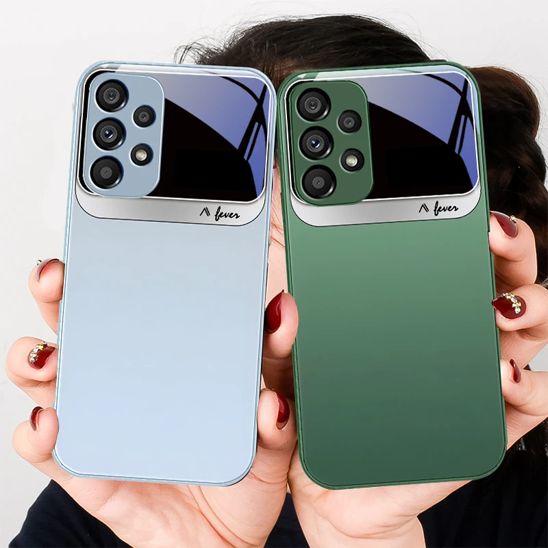 

Square gradient light blue For Samsung S8 S9 S10 20 U ltra S21 Pro S22 Plus S23 FE S24 Ultra S25 Edge S25Ultra Glass Phone Case