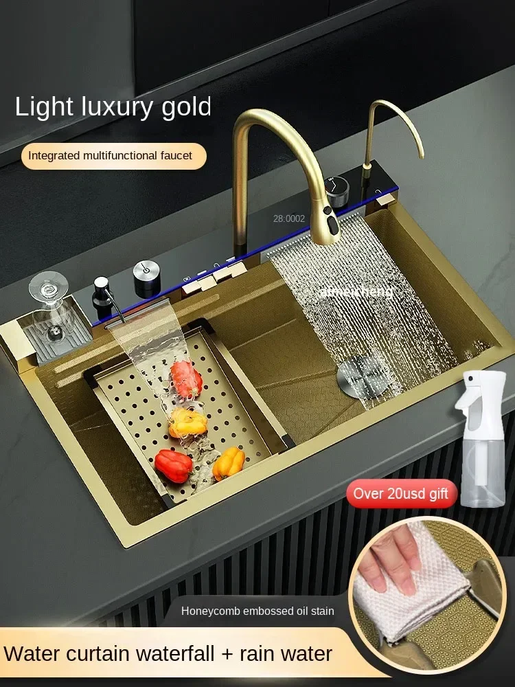 Golden Sink 304 Stainless Steel Large Single Sink Kitchen Hand Wash Vegetable Basin Household Basin Dishwashing Sink