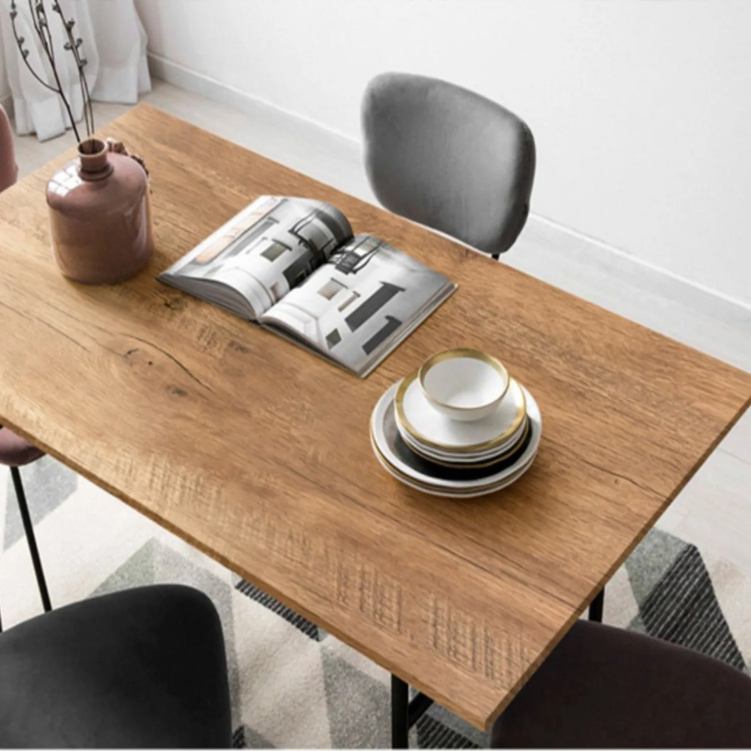 55CM Wide PVC Waterproof Self Adhesive Wallpaper Roll Wood Grain Vinyl Decorative Film for Home Furniture Cabinets Wall Stickers