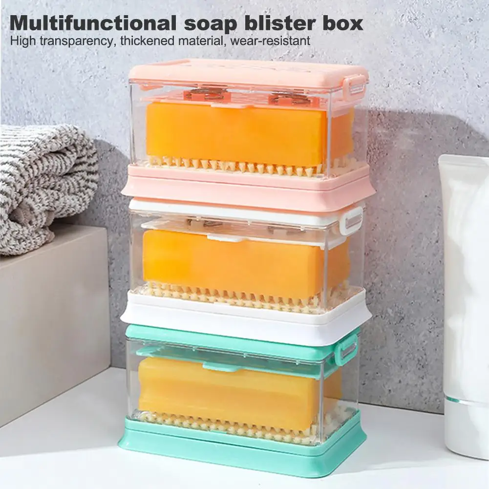 Hands Free Foaming Soap Dish With Brush Automatic Draining Soap Dish Soap Storage Cleaning Laundry Box Household Tool R3y3