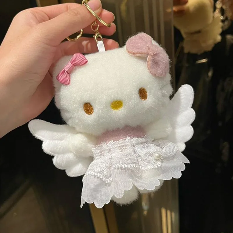 

2026Hello Kitty Plush Kawaii KT Keychain Cute Hello Kitty Pendant Backpack Hanging Charms Keyring Accessories Birthday Gift Toys