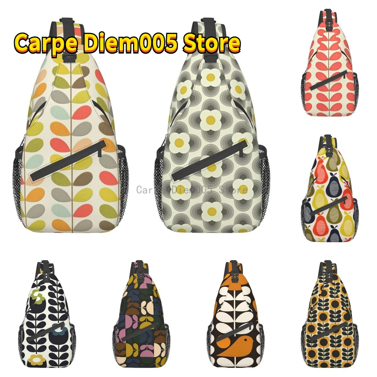 Orla Kiely Sling Crossbody Chest Bag Men Shoulder Backpack for Hiking