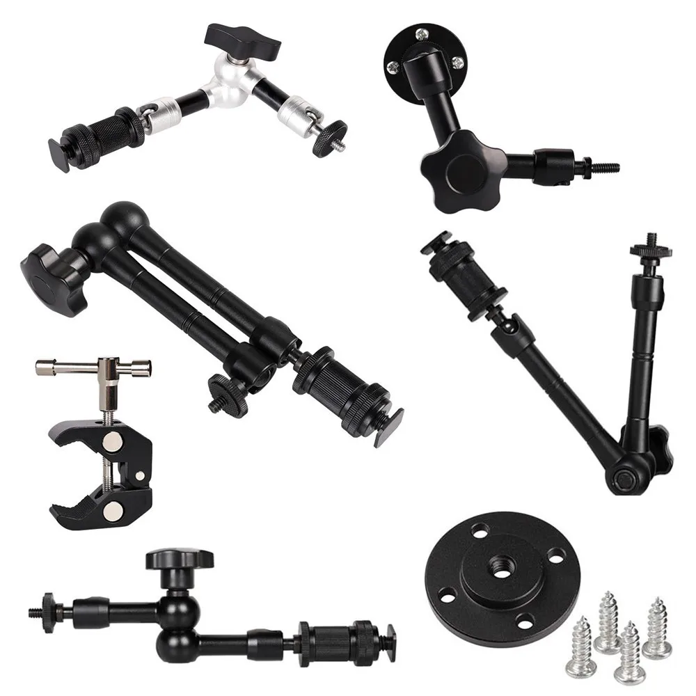 7 | 11 | 20-calowy metalowy przegubowy uchwyt Magic Arm Super Clamp do lustrzanek cyfrowych, studia fotograficznego, zestaw akcesoriów fotograficznych