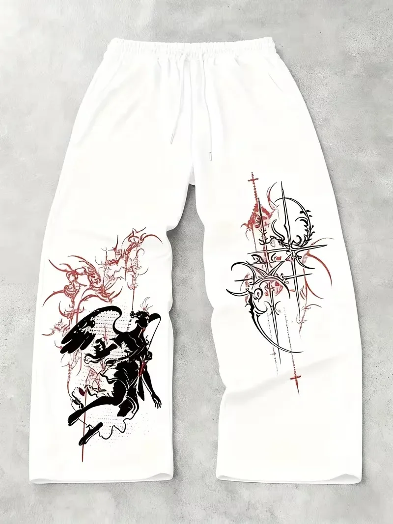 Trendige Herren Casual Gothic Sport Jogginghose Gerades Bein Herbst Neu Streetwear Jogginghose Übergröße Y2K – Detail 8