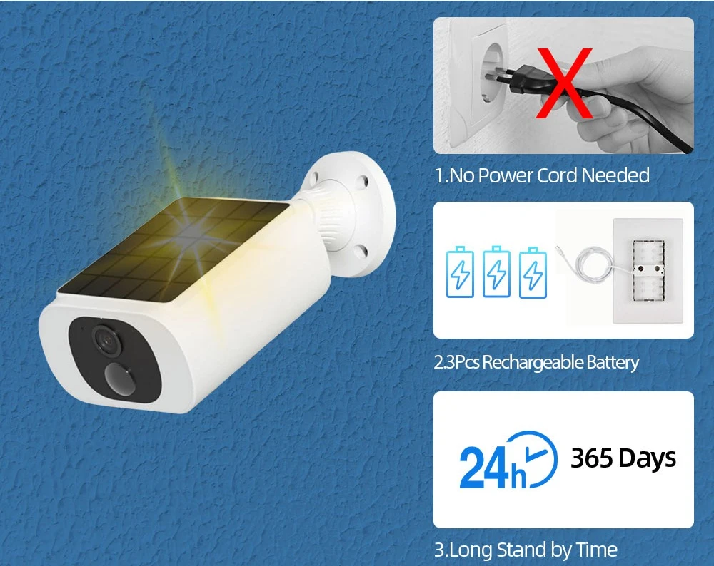 Tuya Wifi Solar Bullet Camera Outdoor 5MP Waterproof Battery Powered CCTV Surveillance Security Camera Wireless Two Way Audio