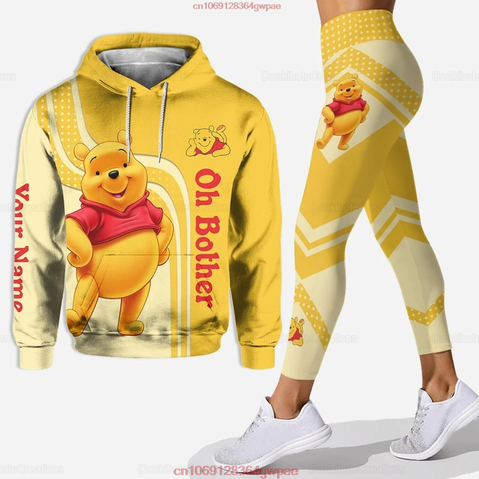 Personalized Winnie the Pooh 3D Hoodie Women\'s Hoodie Yoga Pants Set Disney Yoga Leggings Sweatpants Hoodie Fashion Sports Suit