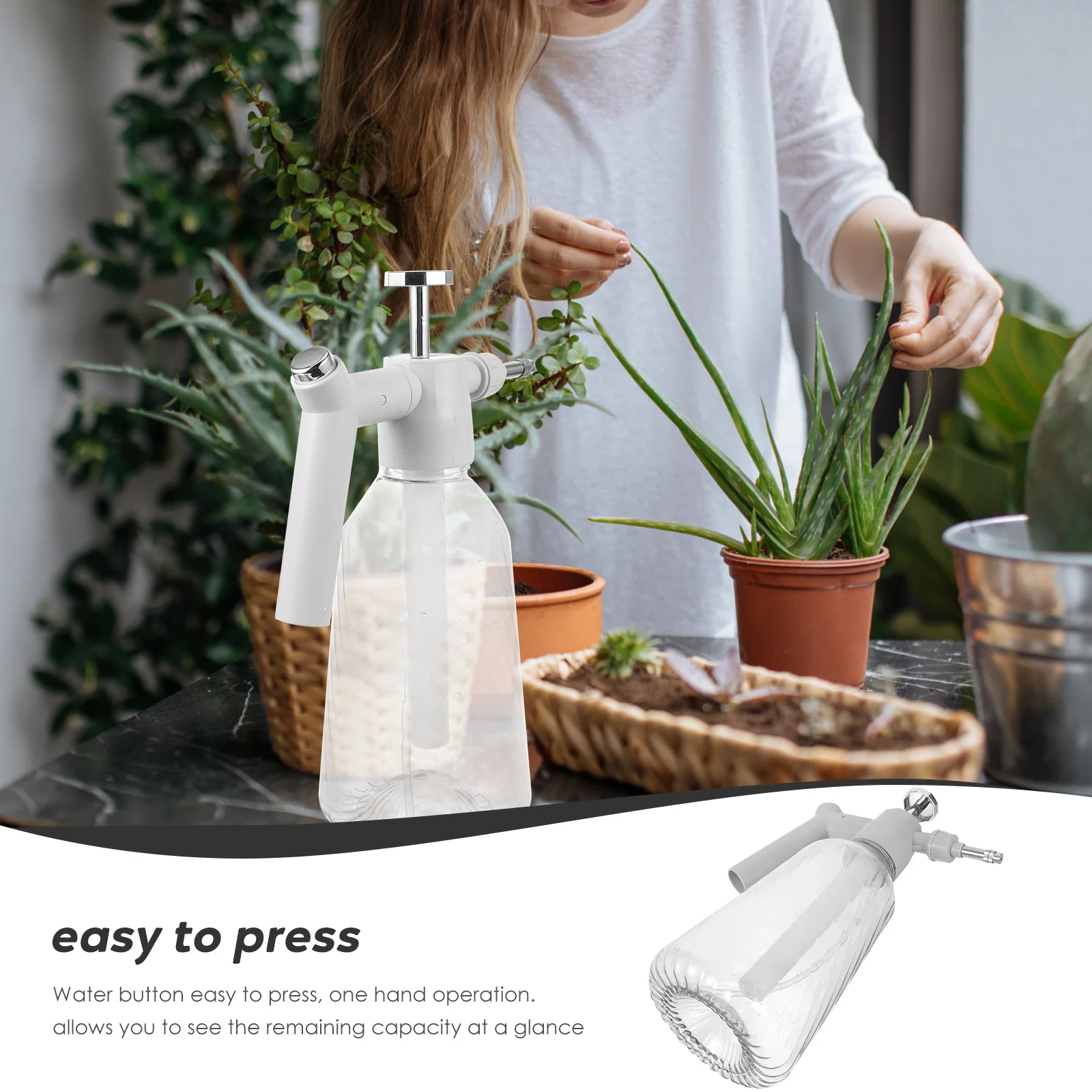 

Garden Sprayer 2L Large Capacity Press-Type Watering Bottle Translucent Lightweight For Indoor Plants Flower Mist Sprayer