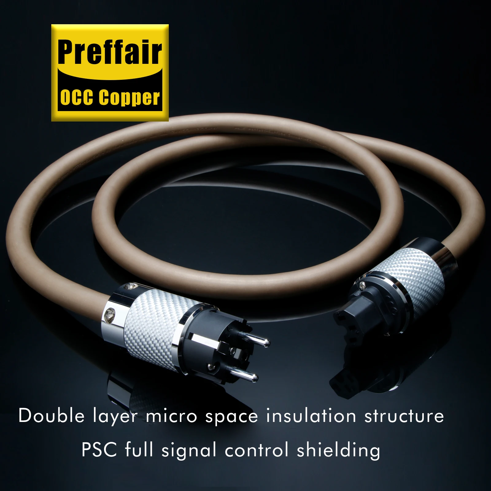 Monosaudio P905 AC Power Cable PSC OCC Copper High-Fidelity EU/US-C15/IEC320 Power Cord for AMP/Power Filter/CD/DVD Player