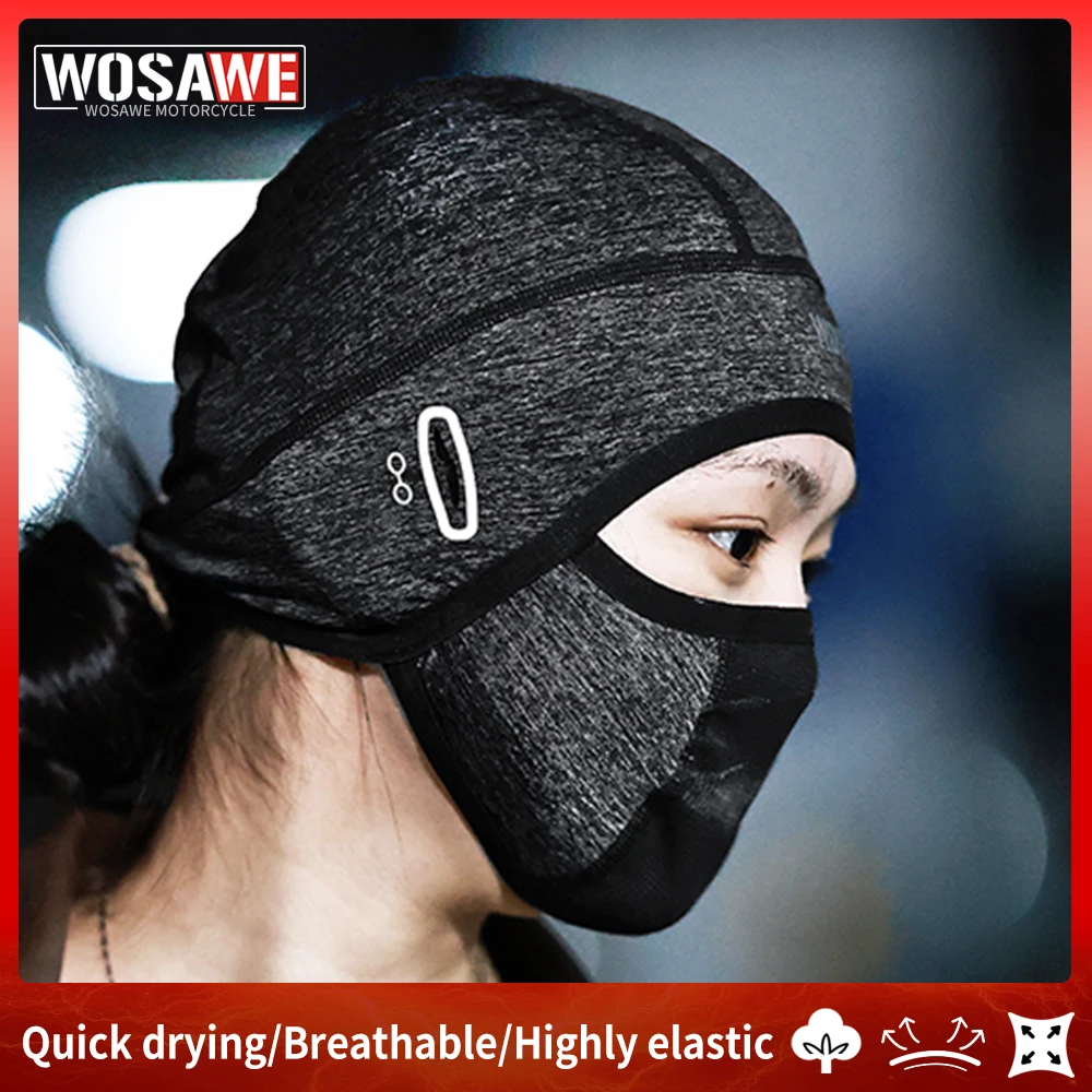 WOSAWE Motorcycle Helmet Liner Ice Silk Hat Breathable Windproof Sports Balaclava Summer Headwear Riding Face Mask Cycling Cap