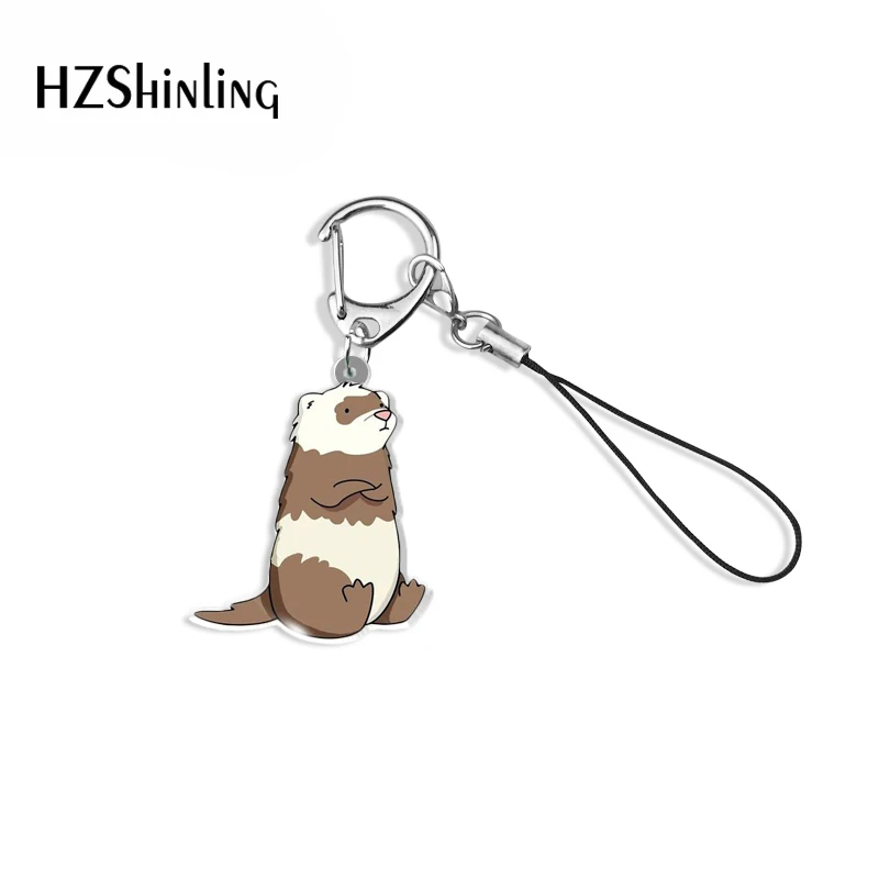 Cartoon Anime Ferret Resin Epoxy Acrylic Keychain Mobile Phone Straps Keys Holder Jewelry Accessories