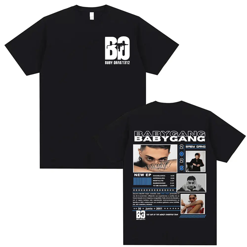 

Рэпер Baby Gang Album Tour 2025 Обложка Графические футболки Мужчины Женщины Хип-хоп Панк Футболка Готическая одежда Удобные футболки большого размера