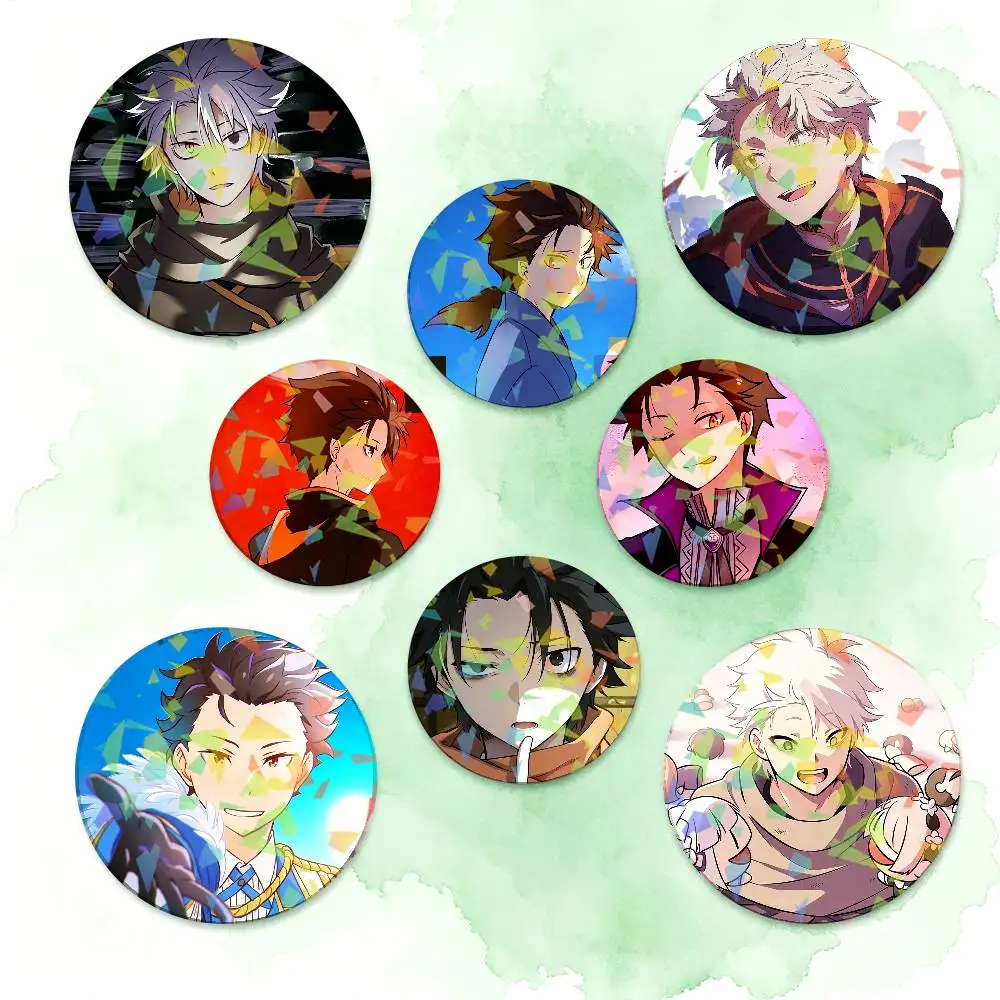 Anime Natsuki Subaru If Round Badge for Backpack Accessories Laser Lapel Pins Jewelry Gifts