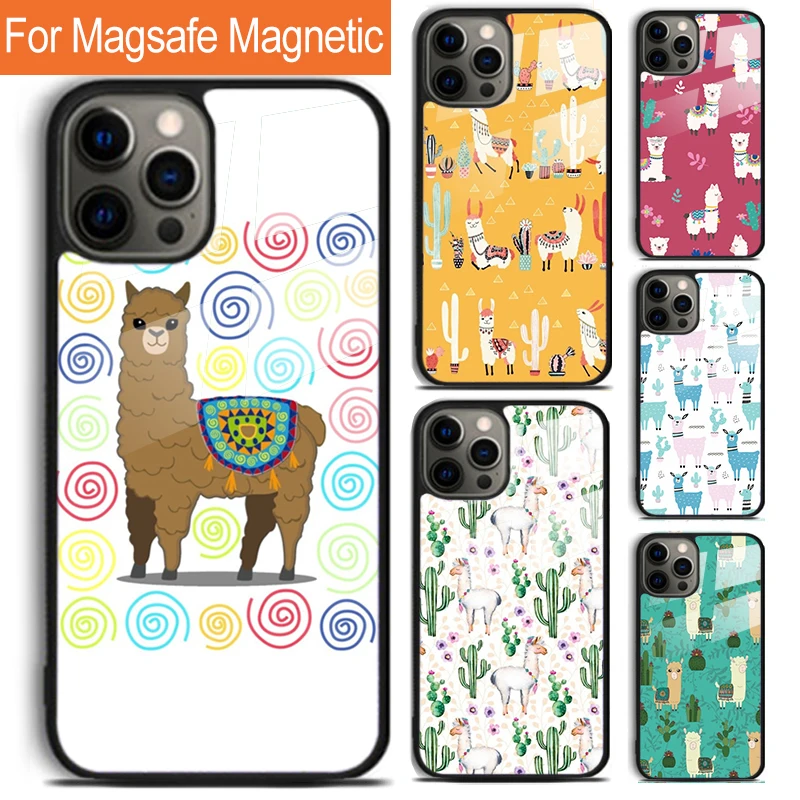 lama Alpaca Lama Animal Cute Phone Case For iPhone 16 15 14 13 12 11 Pro Max Plus Magsafe Magnetic Wireless Charging Cover