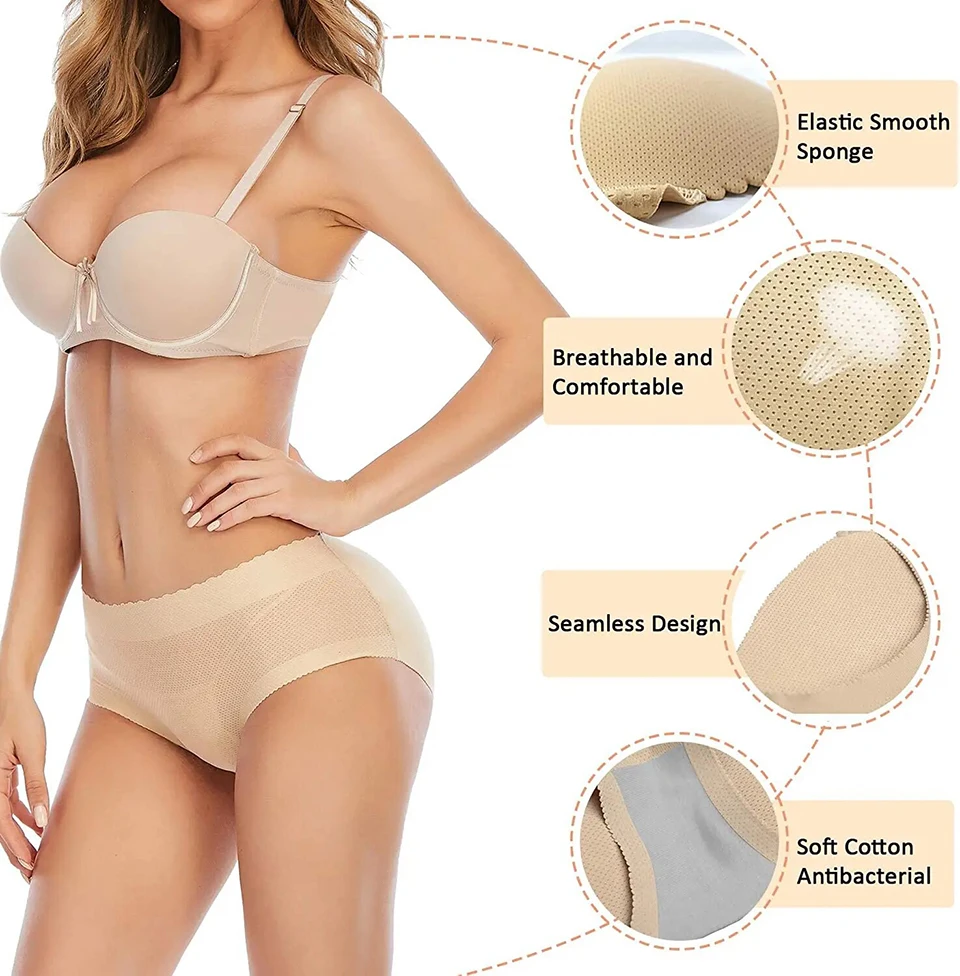 Bragas moldeadoras de glúteos para mujer, ropa interior acolchada, potenciador de cadera, ropa moldeadora de cintura alta, bragas de Control de realce de glúteos falsos