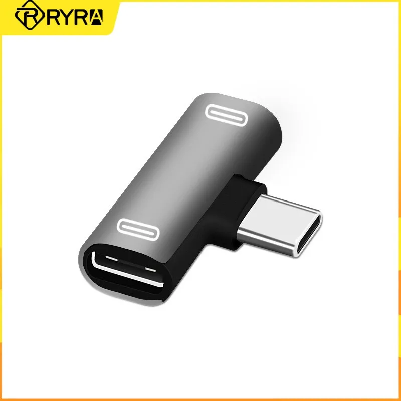 RYRA 3 en 1 adaptador doble tipo c cable de carga tipo c cargador convertidor de auriculares para teléfonos inteligentes auriculares adaptador multifunción