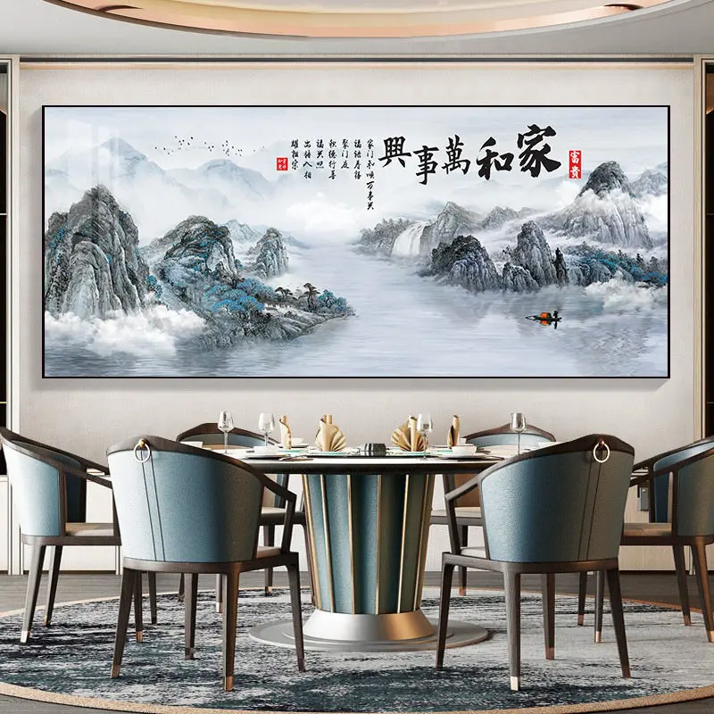 Living room large size crystal porcelain painting, Chinese landscape decoration painting