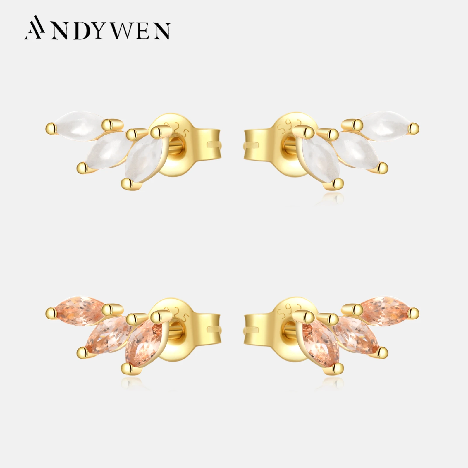 

Серьги-гвоздики ANDYWEN из стерлингового серебра 925 пробы с тремя абразивными грушами, женские роскошные украшения 2022, женские свадебные украшения, клипсы, рок, панк