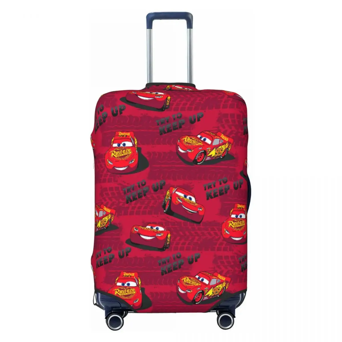 

Try To Keep Lightning McQueen Suitcase Cover Elastic Cars Racer Travel Luggage Covers for 18-32 inch