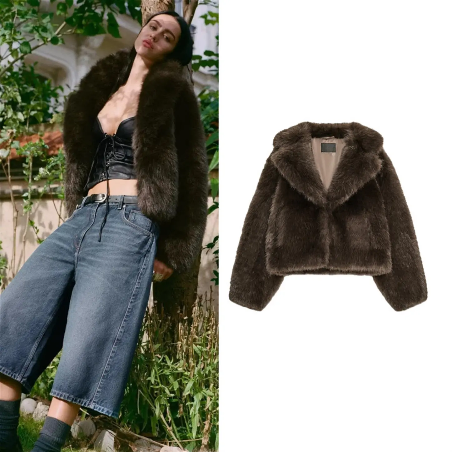 New, women's clothing, high-end temperament, artificial fur effect, short coat, elegant jacket temperament