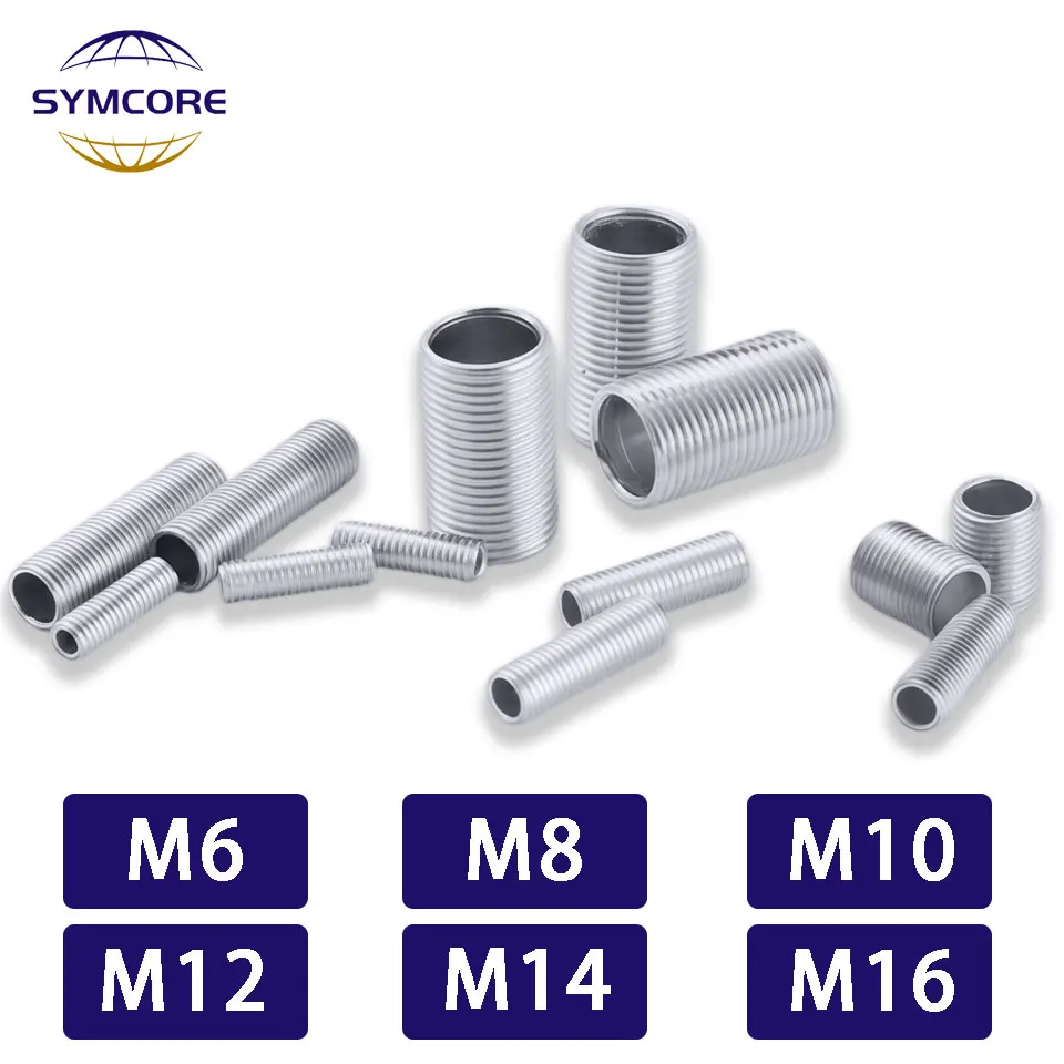 5Pcs M6 M8 M10 M12 M14 M16 Full Tooth Hollow Full Tooth Tube Fine Tooth Rod Connecting Tube Threaded Rod Screw Hanger