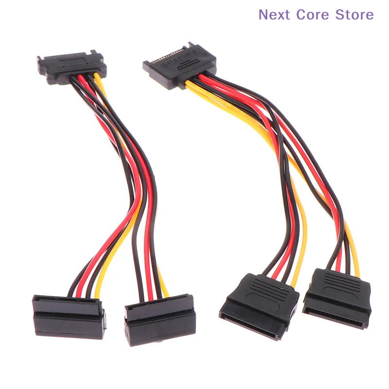 [NC]1PC 20CM Sata Extension Cord For HDD SSD Hard Disk SATA Power Y Splitter Cable 15 Pin Male To Dual 15 Pin Female Power Cable