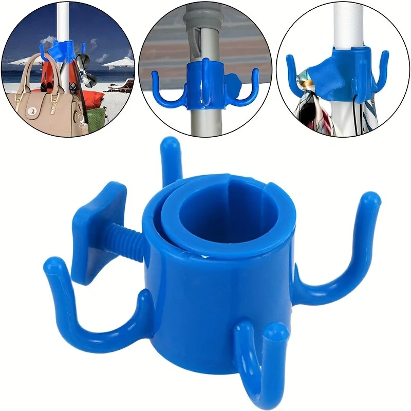 Beach Umbrella Hanging Hook, 4-prongs Plastic Umbrella Hook Hanging For Towels/Hats/Clothes/Camera/Sunglasses/Bags-Accessories