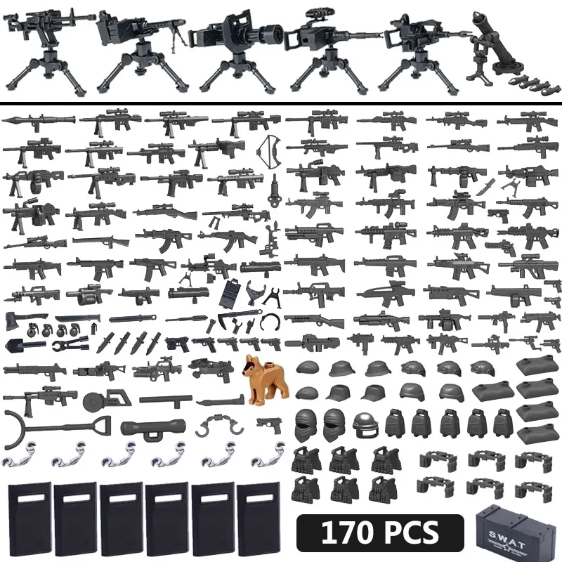 WW2 Military Weapons Figures Soldiers German British Soviet Army Building Blocks Machine Gun Mortar Thomas Rifles 98K Toys K067