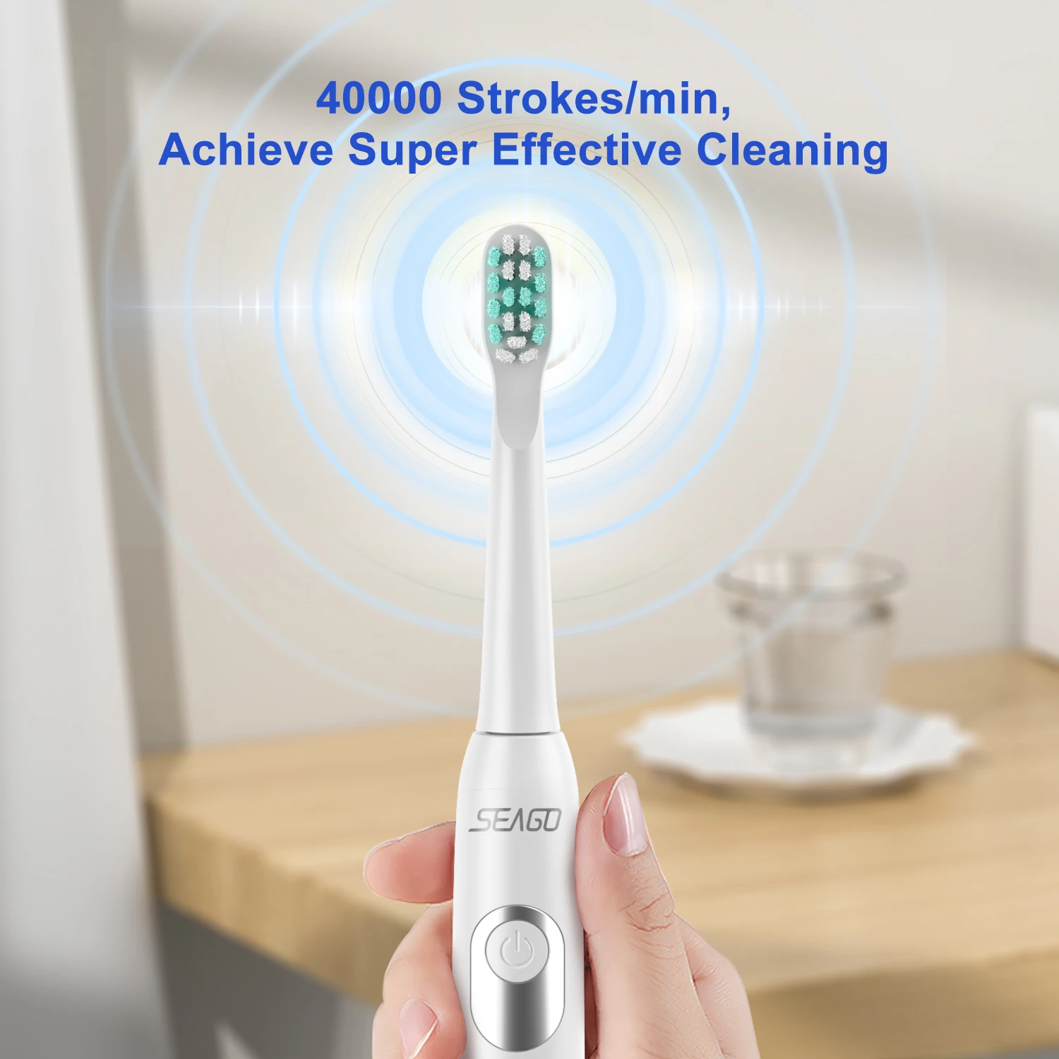 Seago Rechargeable Electric Toothbrush Sonic Tooth Brush Ultrasonic  Type C 5 Modes Supercharged  Smart LED Indicator Adult IPX7