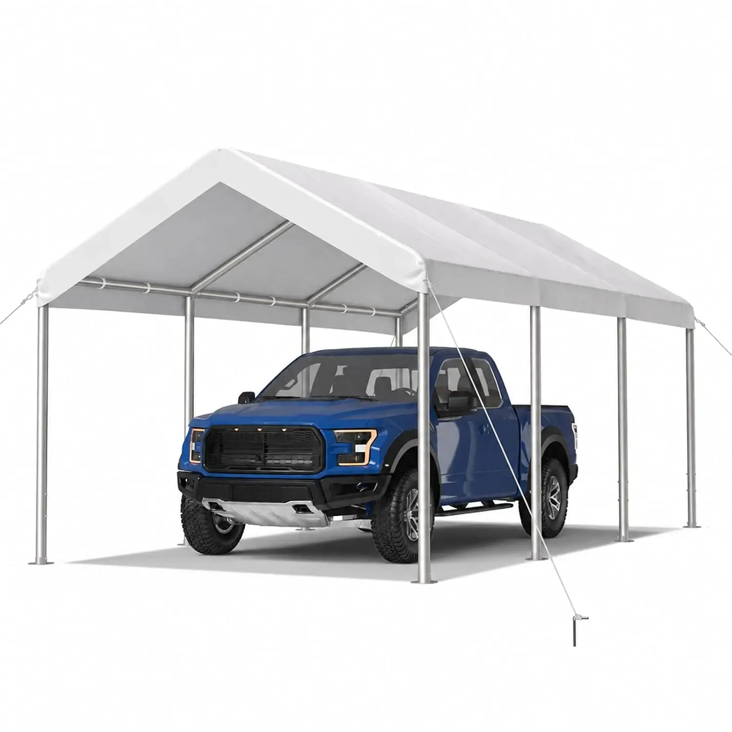 10x20 FT White Portable Carport Canopy, Adjustable Height Heavy Duty Car Shelter for Cars, Boats, Trucks and Outdoor Storage