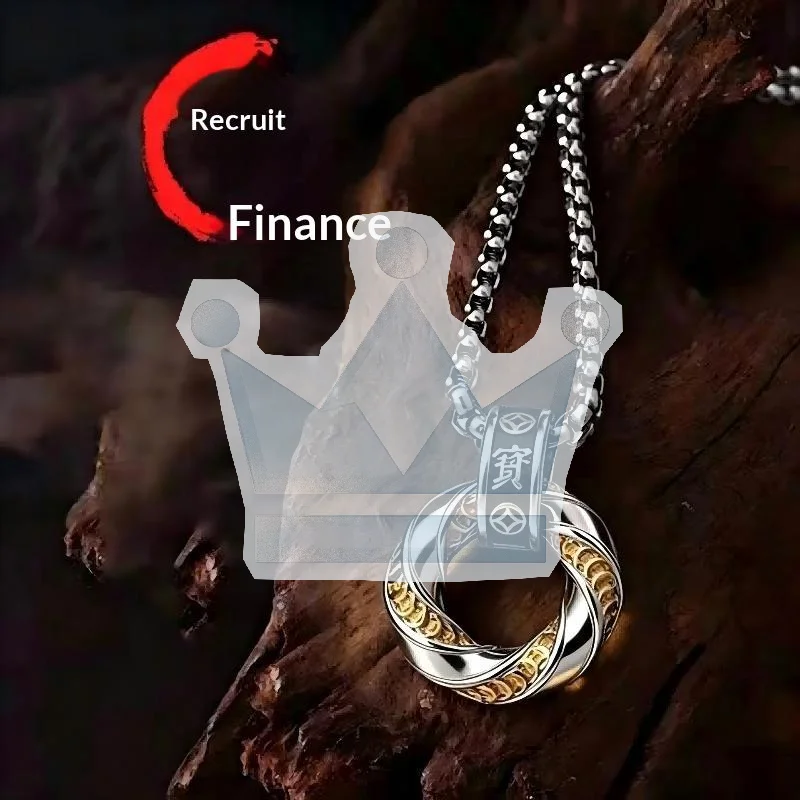 Stainless Steel Mobius Necklace For Men Light Luxury Niche Design Coins Double Circle Necklaces Trendy Sweater Chain KOFSAC