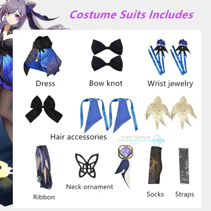 Genshinimpact Ke Qing gra przebranie na karnawał fioletowa peruka wspaniała sukienka seksowne garnitury Cos dla kobiet sukienka Lolita Cosplay piękne ubrania
