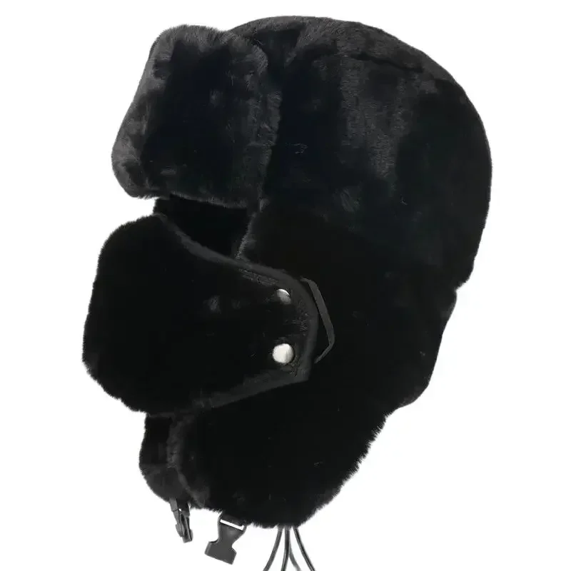 Русская шапка-бомбер, уличные теплые наушники, ушанка, унисекс, зимняя шапка-ушанка, теплая ветрозащитная термошапка из искусственного меха, зимние лыжные шапки