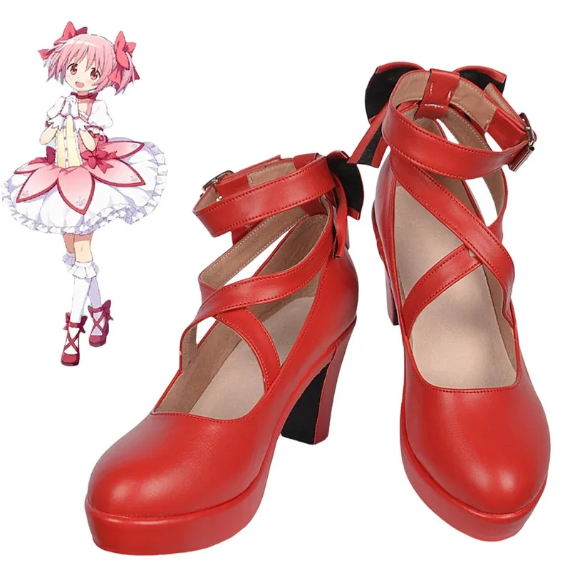 25COSAnime Puella Magi Madoka Magica Kaname Madoka Miki Sayaka Sakura Kyoko تأثيري أحذية هالوين دور اللعب كوميك كون الأحذية Wo #1