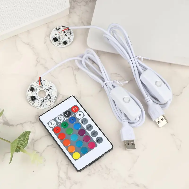 5V USB RGB LED Light Board with Remote Gradient Color PCB Strip Ambient Lighting for Bedroom Background