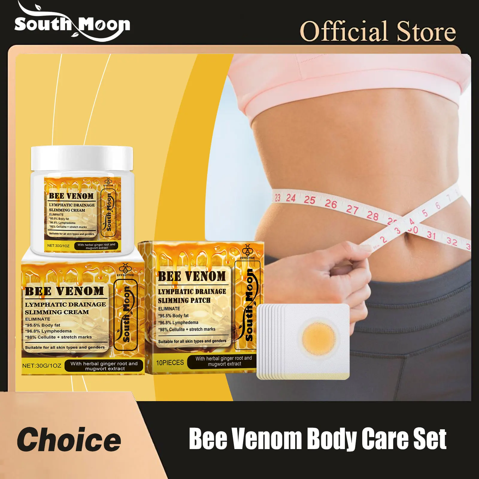 

Bee Venom Body Care Set Fat Burning Improve Stomach Relieve Fatigue Swelling Repair Damaged Deep Moisturize Skin Firming Cream ﻿