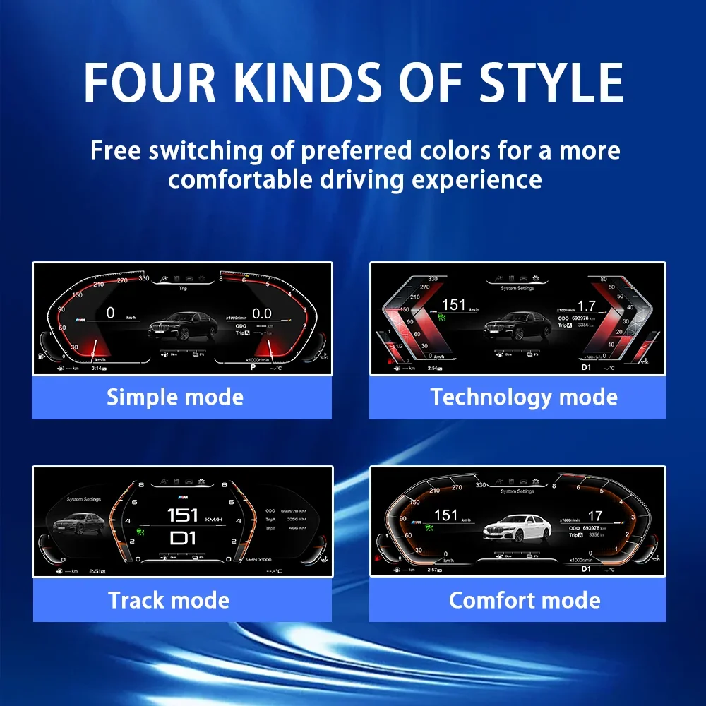 12.3'' Car Linux System Lcd Dashboard Digital Cluster Instrument Speedometer For Bmw X1 E84 2006-2015 Upgrade 1920*720 Screen