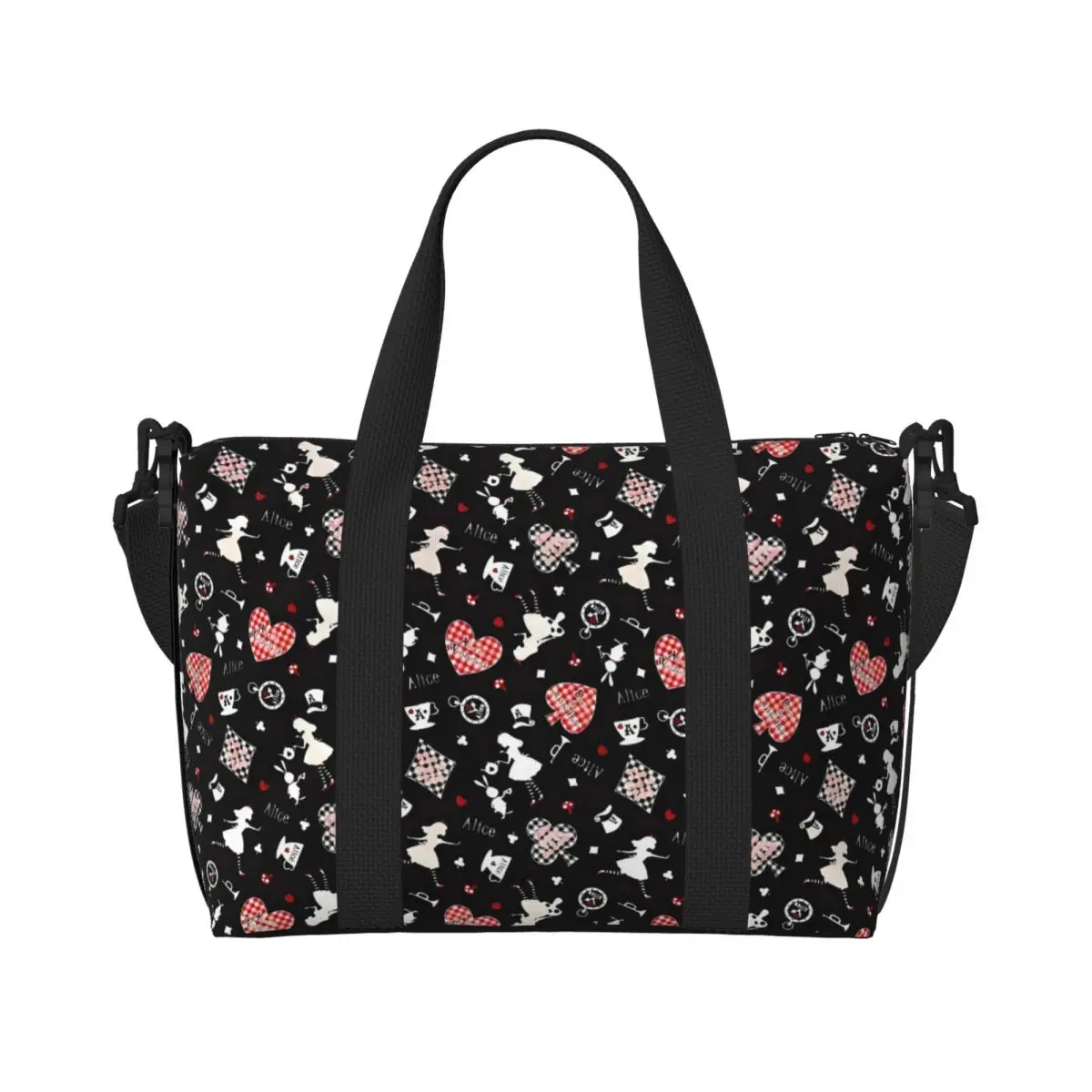 

Пользовательская пляжная сумка-тоут «Алиса в стране чудес» для женщин, очень большие сумки для спортзала, дорожные сумки для покупок в стиле аниме